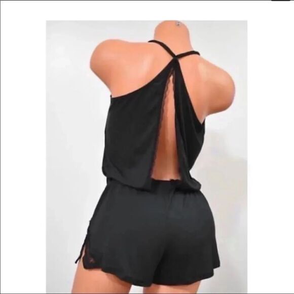 Victoria’s Secret Supersoft crochet lace detail romper black Small - Picture 4 of 5